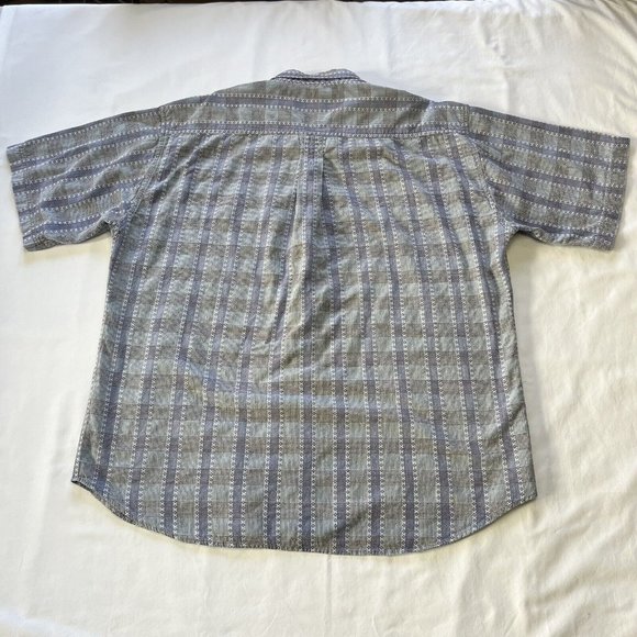 BOGARI STUDIO Men's Size Large Blue plaid Short Sleeve Button Down Shirt - Picture 2 of 8